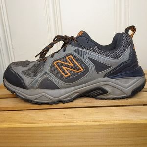 Men's New Balance MT481 all terrain running shoes gray and orange size 10.5